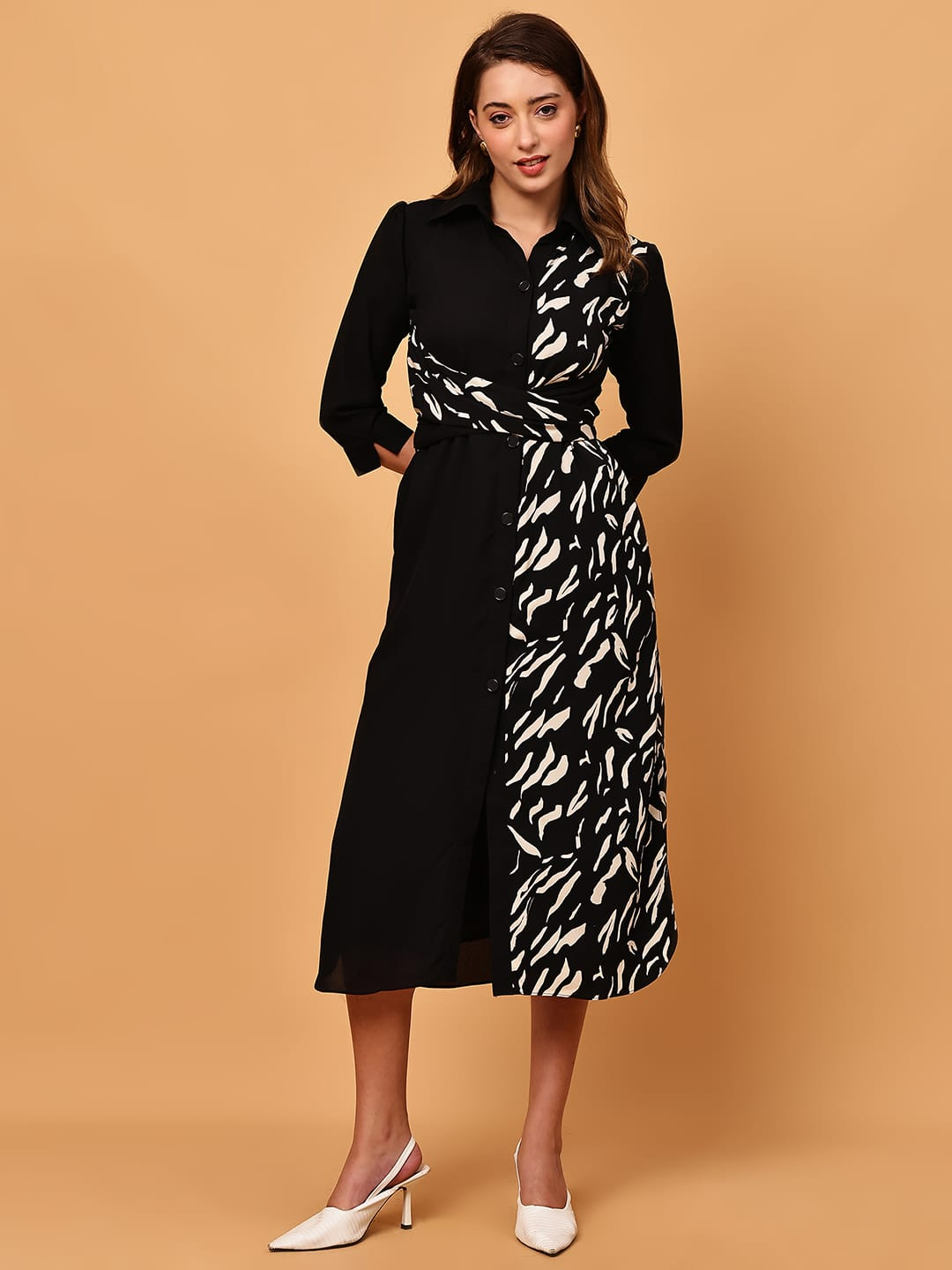 Zebra Muse Black Monochrome Shirt Dress.